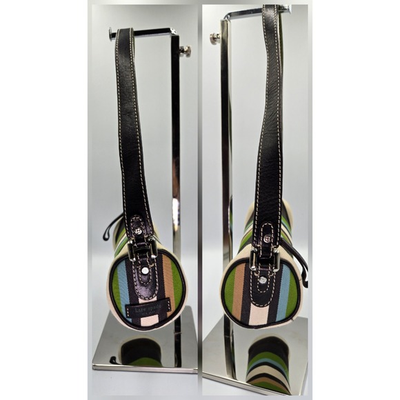 Kate Spade New York Striped Barrel Bag Shoulder Bag Green Brown White Blue - Picture 5 of 8